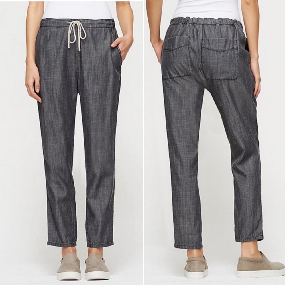 Eileen Fisher Slouchy Ankle Pants Drawstring Gray
